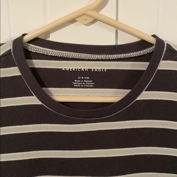 American Eagle XS striped T shirt blue gray AE - Picture 2 of 5